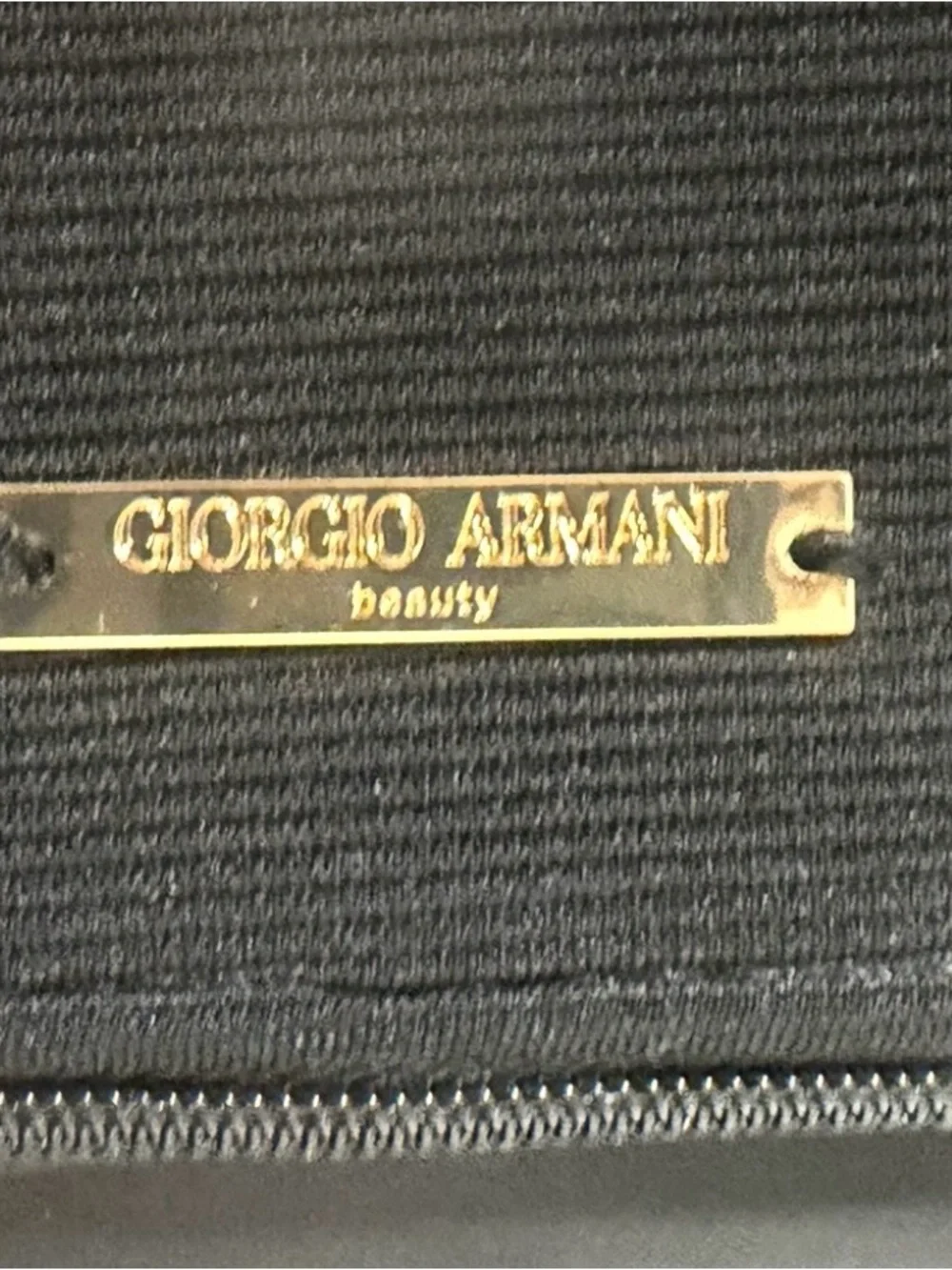 New Giorgio Armani Beauty Signature Black Zippered Makeup Bag Case with Handle